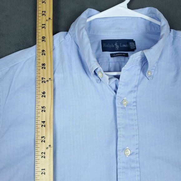 Ralph Lauren Shirt Mens 16.5 34/35 Blue Classic Fit Long Sleeve Button Down Logo - Picture 11 of 15